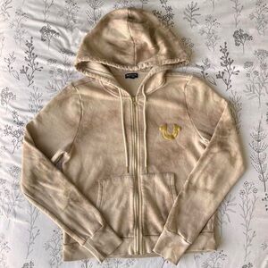 True Religion - Tan hoodie with black logo